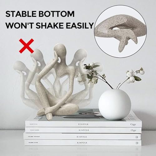 1PC Abstract Thinker Sculpture Statue, Sandstone Resin Art Figurine for Home Office Bookshelf Desktop Decor, Small Sandstone, Left