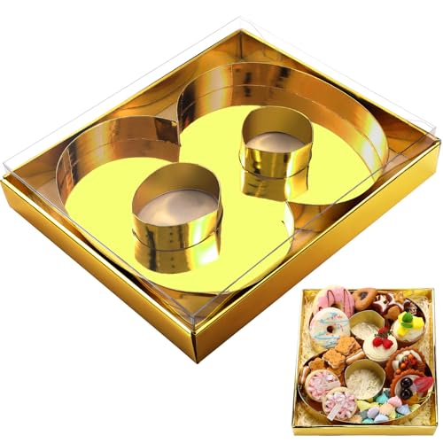 SiliFine 12" Charcuterie Number Shaped Mache with Clear Lid Fillable Sweets Serving Trays Paper Mache Cupcake Candy Box for 2025 Graduation Party Graduation Celebration(Gold,Number 8) - color: Gold, style: Number 8