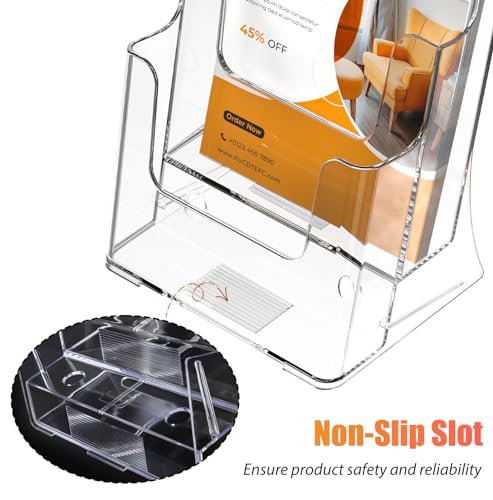 FUCDTEFC 2 Pack Acrylic Brochure Holder 8.5x11 & 4 x9 Inches, Clear 2 Tier Literature Magazine Stand Brochure Display Stand w Removable Divider Universal, Flyer Holder for Wall Mount or Countertop - size: 2 Pack 2-Tier Brochure Holder