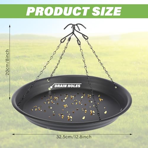 Briwooody 1 Set 12.8'' Bird Seed Catcher Tray Platform Bird Feeder Large Hanging Tray Fits Most Feeders Catches Most Falling Seed and Husk Outdoor Yard Garden Backyard for Attracting Birds, Black - size: 12.8''