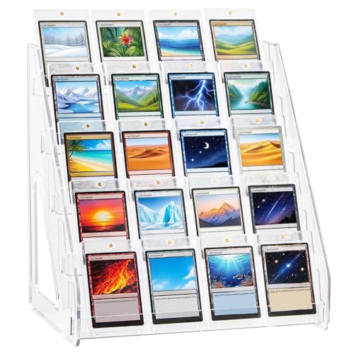 DEEIF 5 Tier Acrylic Trading Card Display Stand, 12" Display Shelf for Magnetic Card Holders, Toploaders, PSA Graded Cards, TCG Sports Card Collection (5Tier, 1Pack) - size: 5Tier, 1Pack