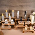 8 Pcs Wood Risers Display Stands, 2 Set Wooden Risers for Table Display, 4 Tier Rectangular Riser Display Stand Wooden for Cupcake, Desserts, Perfume, Collections, Jewelry Showcase