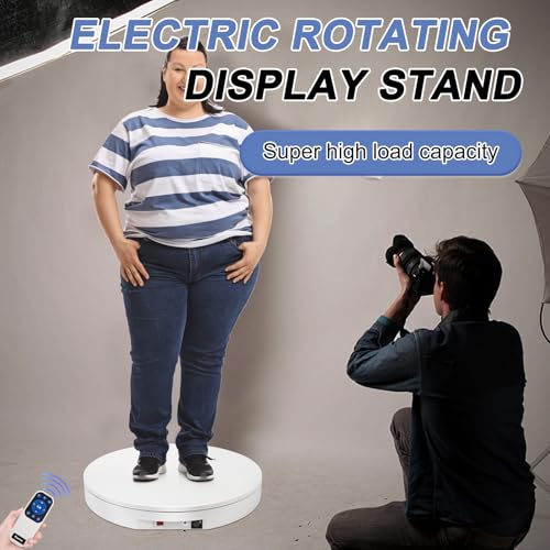 Ultra-Thin&Heavy Duty Remote-Controlled Motorized Turntable,Motorized Rotating Display Stand,Speed-Adjustable Rotating Platform,Human 3D Scan Electric Turntable for Scan,Showcase(19.7in/White) - size: 19.7inch/White/600Lbs Load