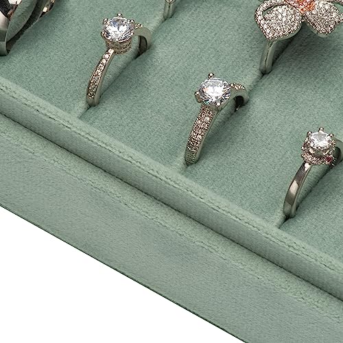 Velvet Ring Organizer Display Tray Jewelry Box Earring Holder Case for Wedding Birthday Christmas Day (Emerald Green) - color: Emerald Green
