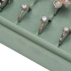 Velvet Ring Organizer Display Tray Jewelry Box Earring Holder Case for Wedding Birthday Christmas Day (Emerald Green) - color: Emerald Green