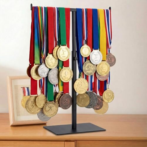 Vicenpal 2026 Graduation Medal Display Stand Countertop Graduation Decoration Adjustable T Bar Display Stand Honor Medal Hanger Rack Award Holder Graduations Birthday Party Anniversary Decor