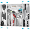 Simple Houseware Expandable & Adjustable Cutlery Drawer Organizer - Large Utensil and Flatware Tray for Kitchen Drawers, White - color: White