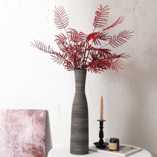 ALMA 20" Black Tall Skinny Flower Vase for Floor, Grey Modern Decorative Ceramic Vase for Living Room Floor, Dinner Table, Entryway, Fireplace, Bookshelf, Offer, Home Decor - color: Bow-black-20"