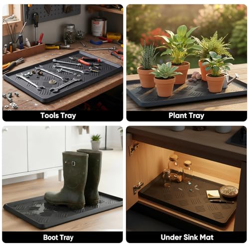 HIYARD Rubber Boot Tray, Shoe Tray for Entryway, Multipurpose Boot Mat, Shoe Mat Indoor and Outdoor, 16x27.5,Black