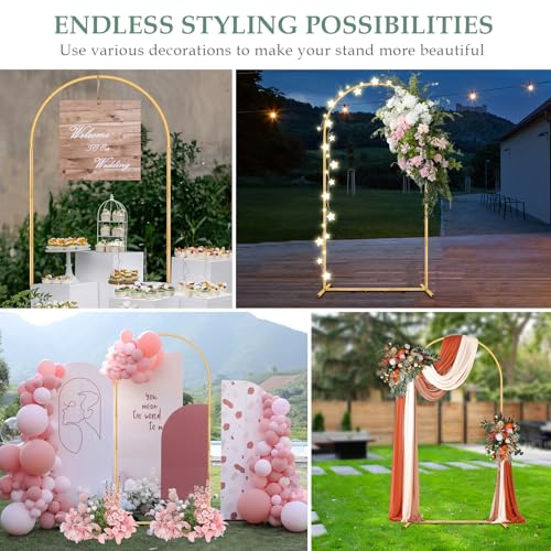 WellSign 6.6FT Metal Wedding Arch Backdrop Stand for Parties, Gold Balloon Arch kit Stand for Baby Shower Gender Reveal Ceremony Birthday Anniversary Bridal Graduation Party Event Decoration - color: Gold, size: 6.6FT