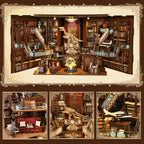 MiniCity Book Nook Kit, DIY Miniature Dollhouse Booknook Kit, 3D Wooden Puzzle Bookend Bookshelf Insert Decor with LED Light for Teens and Adults (Beyond Library Max) - style: Art Nouveau