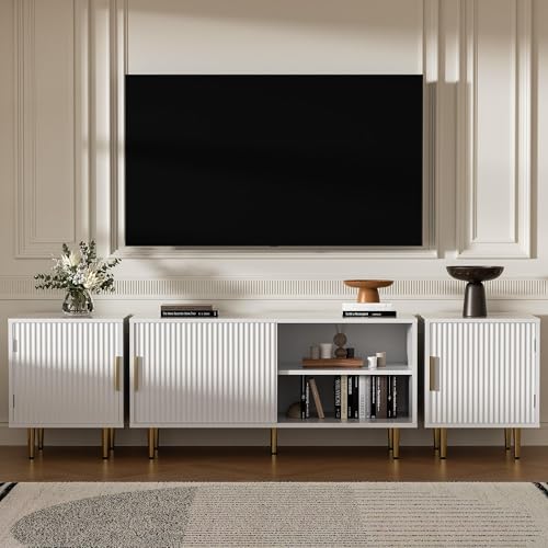 Housoul TV Consoles for Living Room, TV Stand with Storage, Entertainment Center for Up to TV 71",Modern Television Stands,TV Cabinet, TV Table for 50/60/70/80 Inch TV for Living Room, Bedroom, White - color: White, size: 71" L