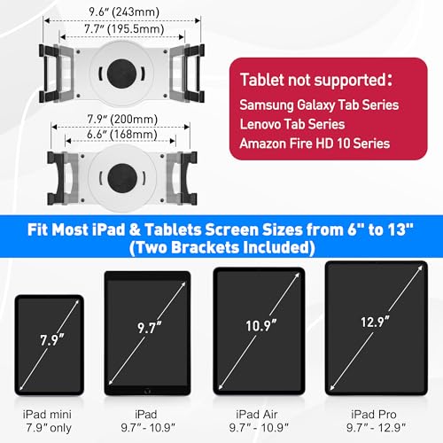 AboveTEK Retail Kiosk iPad Stand, 360° Rotating Commercial POS Tablet Stand, Fits 6"-13" (Screens) iPad mini Pro-Business Swivel Tablet Holder, for Store Office Reception Kitchen Desktop (White) - color: White