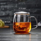 DOPUDO Glass Tea Cup with Infuser and Lid, 17.6oz/520ml Large Borosilicate Teacup,Tea Glass, Clear Mug for Loose Leaf Tea, Blooming Tea, Microwave & Dishwasher Safe - Tea Maker Gift for Birthday. - size: 1 Count (Pack of 1)