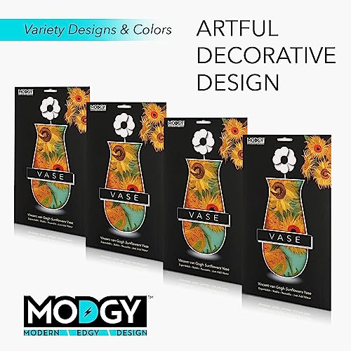 MODGY Expandable Flower Vase, Plastic Decorative Modern Foldable Printed Vases for Centerpieces for Wedding, Dining Table, Home Decor, Living Room, Bathroom, Office, Sunflowers, 4 Pack - style: 4 Pack