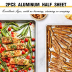 Baking Sheet Pan Set of 3, Commercial Quality Aluminum Cookie Sheets for Oven, Umite Chef Warp Resistant Baker's Half/Quarter/Jelly Roll Pans, Thick Cookie Tray Pans for Baking, Roasting - size: 13x9in 15x10in 18x13in
