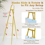 57"– 42" Height Adjustable Gold Easel Stand for Signs, Lockable at Any Height – 4 Hooks, 3 Display Modes, Easel with Design Templates – Ideal for Wedding Welcome Sign, Parties, Art & Retail Display