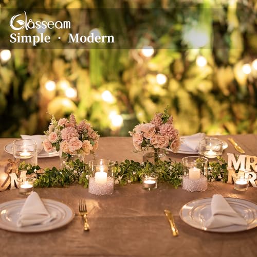 Glasseam Hurricane Glass Candle Holder Set of 6, Cylinder Clear Candle Holders for Pillar Candles, Modern Cylinder Vases for Floating Candles, Vases for Centerpiece Wedding Table Decorations, 4inch - color: 6, size: 4in