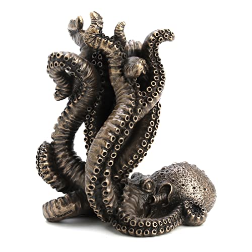 Veronese Design 5 3/8" Tall Corner Room Octopus Resin Statue Bronze Finish Single Shelf Bookend