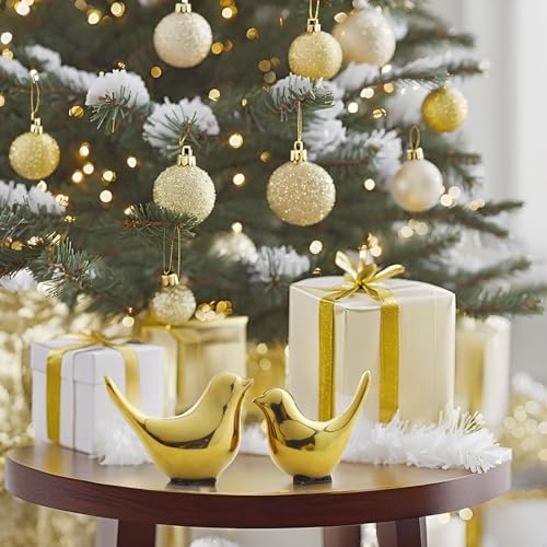 Set of 2 Gold Bird Sculptures, Gold Bird Decor,Bird Decorations,and Modern Fall Shelf Home Decor Accents for Living Room Shelves, Bookshelves, and Coffee Tables - color: Gold, size: S&M