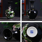 9.45'' China Style Decorative Vase, Classic Ceramic Vases for Art Home Decoration, Chinese Retro Porcelain Ceramic Vase with Base, Beauty Lotus Flower Painting, Black