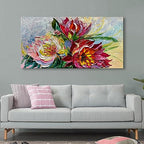 Art Hand Painted red Flowers Art Oil Painting 24x48 Thick Texture Abstract Wall Decorative Art Oil Painting - color: Yi034