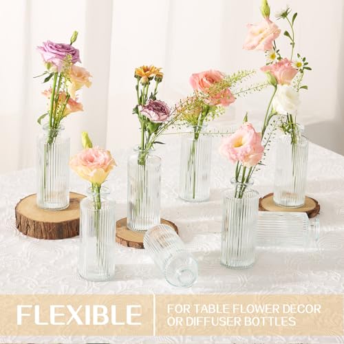 6PCS Mini Bud Vases As Vertical Wedding Centerpieces for Tables,Clear Bud Vases for Flowers,Small Flower Vases Suitable for Birthday Party,Anniversary,Wedding,Baby Shower (Clear-5.2in) - size: 6PCS