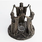 Veronese Design 6 3/4 Inch Tall Triple Moon Goddess Maidens Ritual Candle Tealight Holder Cold Cast Bronzed Resin Sculpture Wiccan Alter Figurine Home Decor New Age Religious Collectible