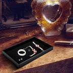 2Pcs Black Velvet Stackable Jewelry Tray Showcase Display Earring Necklace Bracelet Rings Organizer…