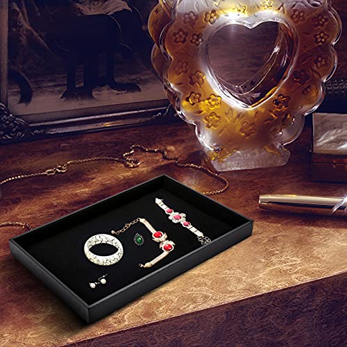 2Pcs Black Velvet Stackable Jewelry Tray Showcase Display Earring Necklace Bracelet Rings Organizer…