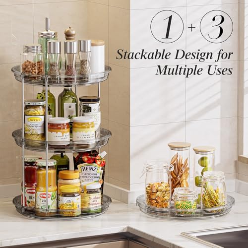 LAMU 2 Pack 2 Tier Lazy Susan Turntable Organizer 10.6'' Rotating Spice Rack Organization for Cabinet, Kitchen, Pantry, Countertop, Bathroom, Vanity, Medicine Cabinet Organizer, Grey - color: Gray, size: 10.6in 2 Pack
