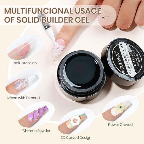 2PCS Clear 3D Sculpting Gel Non-Stick Hand Solid Builder 3D Nail Gel Art with Silicone Pen for 3D Modeling Nail Art Home Manicure DIY for Women - color: Clear&Clear