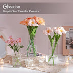 Glasseam Cylinder Glass Vases for Centerpieces: 12 Pack Clear Flower Vase Bulk 4" 6" 8" 10" Hurricane Floating Pillar Candle Holder - Modern Centerpiece for Wedding Dining Home Table Decor