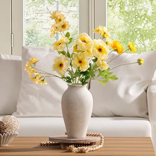 Vanselia Ceramic Flower Vase Home Decor - Large Tall Farmhouse Table Vases Rustic Vintage Living Room Kitchen Bedroom Decorations for House Book Shelf Office Coffee Desk Dining Fireplace (11" Rustic) - color: Rustic-11"