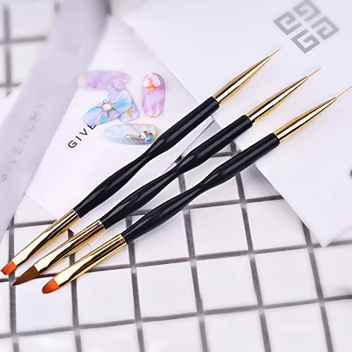 FULINJOY 5PCS Dual Tipped Nail Art Sculpture Pen with 3PCS Nail Painting Brushes, Silicone Nail Polish Brushes Carving Drawing Tool, Acrylic Rhinestone Handle, Nail Art Design Tools - size: 5 Sculpture Pens + 3 Painting Brushes
