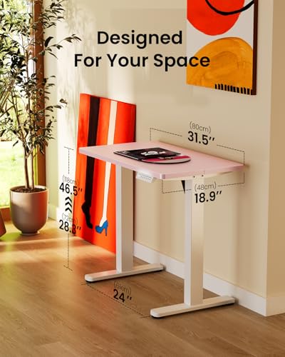 ErGear Height Adjustable Electric Standing Desk, 31 x 19 Inches Sit Stand up Desk, Memory Computer Home Office Desk, Pink - color: Pink, size: 31.5 X 18.9 Inches