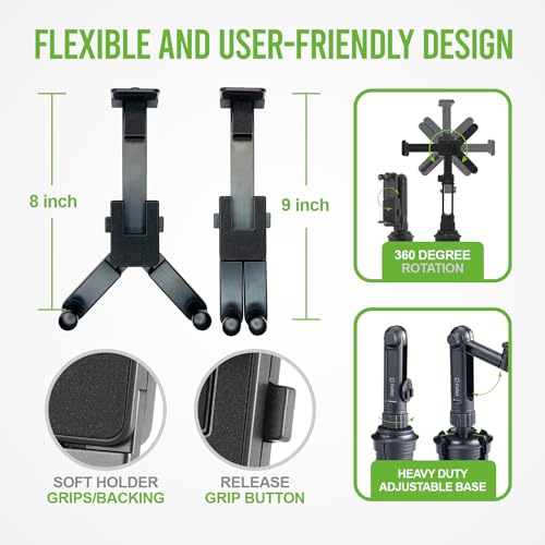 Cellet Cup Holder Tablet Mount, Car Cradle Holder Compatible for All iPad, Pro, Air, Mini Samsung Galaxy Tablet, Amazon Fire Microsoft Surface - style: Tablet Holder Height - 13 in