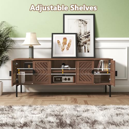 ARTPOWER 63" Modern TV Stands for Living Room, Long Entertainment Center with Storage, TV Console for 55 60 65 70 Inch TV, Bedroom TV Cabinet with Doors, Wood Media Console, Television Stand, Brown - color: Brown