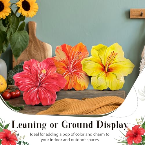 Cinnvoice 3 Pack Garden Stepping Stone Outdoor, Decorative Dimensional Resin Stepping Stones for Patio Pathway Landscaping Walkway Sculpture Yard Backyard Lawn(Hibiscus,10 Inches) - size: 10 Inches, style: Hibiscus