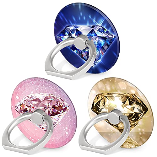 Bonoma Phone Ring Holder, 3 Pack Universal Finger Ring Stand Grip Kickstand Ring for All Smartphones (Diamond) - color: Diamond