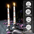 Taper Candles,10 inch 2pc White Tapered Candles with Red Rose Printed, Unscented and Smokeless Long Burning Candles,Tall Candlesticks with Cotton Wicks,Ideal for Weddings, Home Décor - style: Red Rose