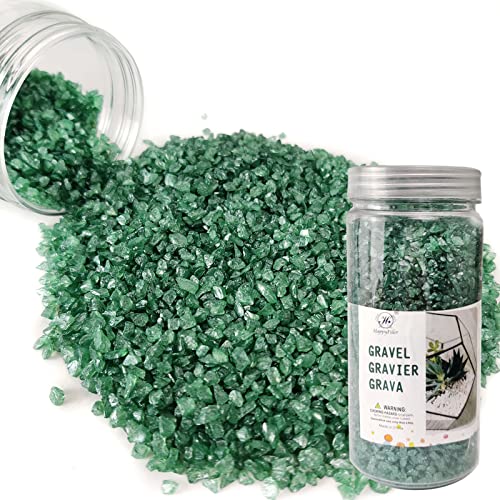 Green Crushed Glass Gravel Gem Stones 1.3 LB(1.5 Cup),Arts Crafts,Crafting Project,Home Centerpieces,Candle Holder Decor,Aquarium,Seasonal Decoration - color: Green-2