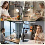 Yoobao Overhead Phone Mount for Desk, Selfie Light with Desk Mount, Rechargeable Selfie Light with Phone Holder for Video Recording, Meeting, Live Streaming TikTok YouTube