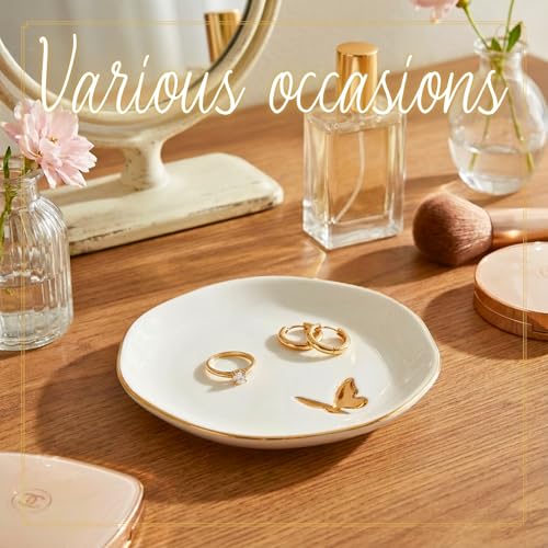 InnoBeta Butterfly Gifts for Women, Ceramic Jewelry Tray, Decorative Trinket Dish for Rings Earrings Necklaces Bracelet, 4.75"