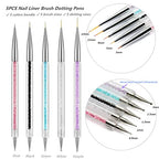 FULINJOY 5PCS Dual Tipped Nail Art Sculpture Pen & 5PCS Nail Dotting Pens with Liner Brushes - size: 5 Sculpture Pens + 5 Dotting/Liner Pens
