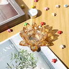 OwnMy Crystal Lotus Flower Tea Light Holder Lotus Petals Votive Candle Holder, Crystal Flower Tealight Candle Stand Candle Lamp for Wedding Table Centerpiece (Champagne Gold) - color: Champagne Gold