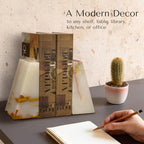 Modern Wedge Marble Bookends (Light Green Onyx) - color: Light Green Onyx