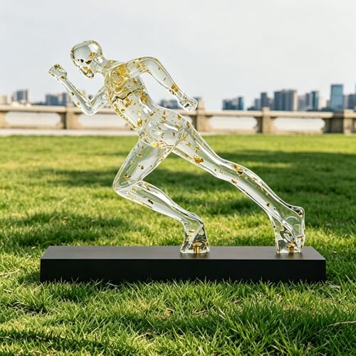 AWNR Handmade Gold Abstract Statue- Exquisite Resin Figurine for Modern Home Decor Living Room Shelf Office Decorations, Perfect for Bookshelf, Desk, and TV Stand Accents. (red) - color: Transparent Gold Runner