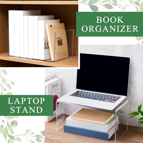 RattanView 3 Pcs Extra Large 16, 15, 14 Inch Acrylic Display Risers Clear Acrylic Shelf Riser Display Stands 8 mm 5 mm Thick Rectangular for Monitors Large Scale Figurines Trophy Commercial Use - size: 16, 15, 14 Inch