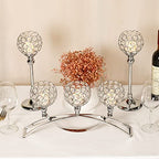 Silver Crystal Candle Holders Decorative Arch Candelabra 3-Arm Candlesticks Holder & 2 Glass Holders Table Centerpiece, Wedding, Party, Anniversary - color: Silver